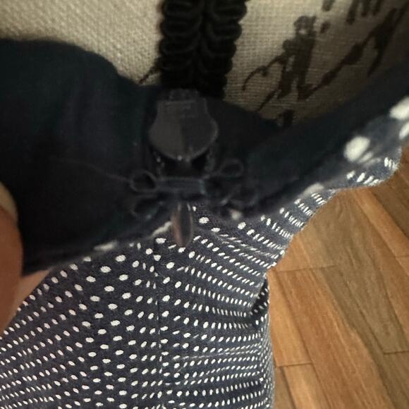 NWT Caroline Constas Gabriella  Preppy Linen Blue, White Polka Dot Dress, Size 4 - Picture 8 of 11